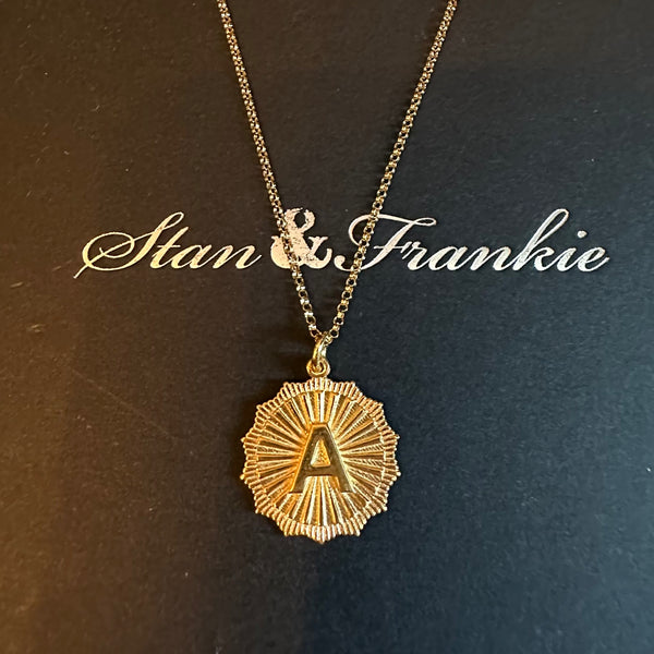 Gold Sunburst Initial Necklace