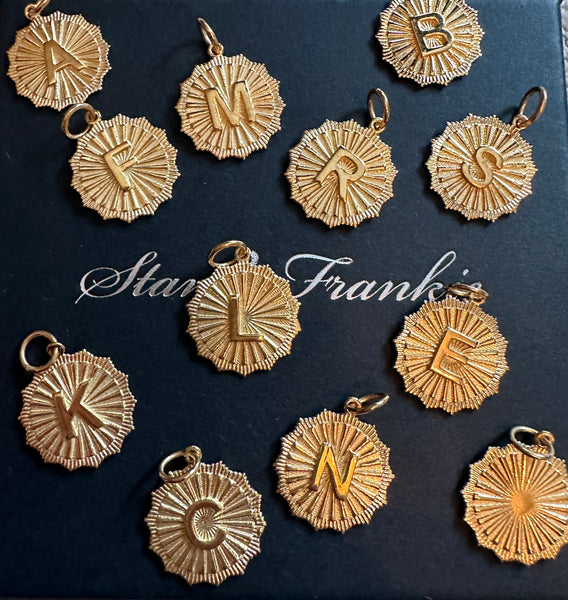 Gold Sunburst Initial Necklace