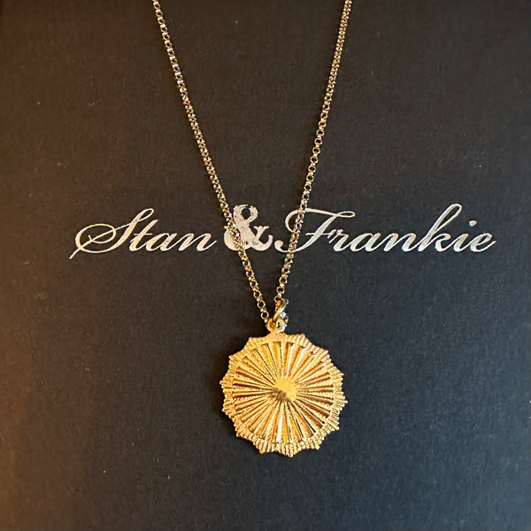Gold Sunburst Initial Necklace