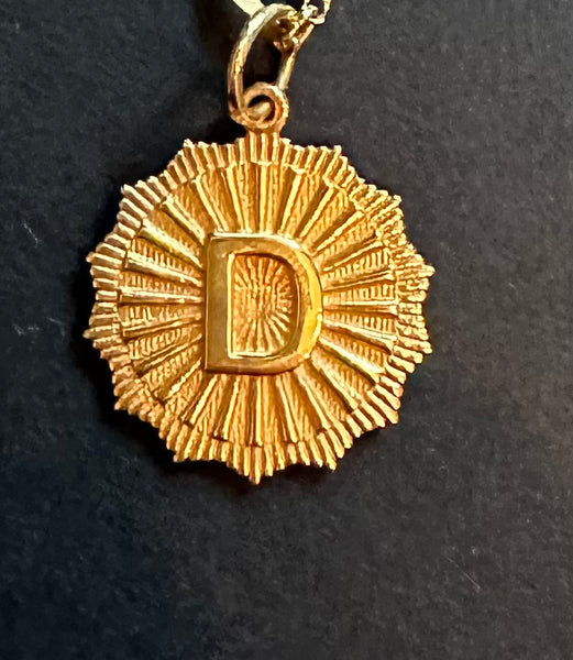 Gold Sunburst Initial Necklace