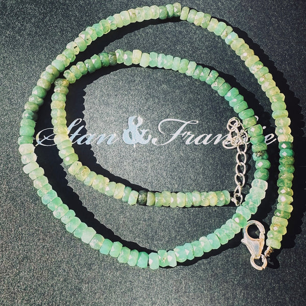 Chrysoprase Faceted Gemstone Necklace
