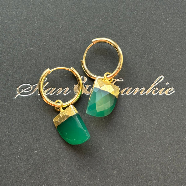 Green Onyx Tusk Hoop Earrings