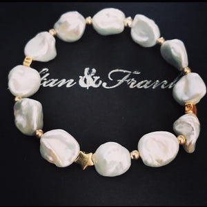 Pearl and Gold Star Bracelet