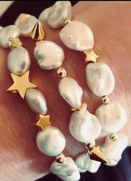Pearl and Gold Star Bracelet