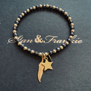 Feather & Star Hematite Gemstone Bracelet
