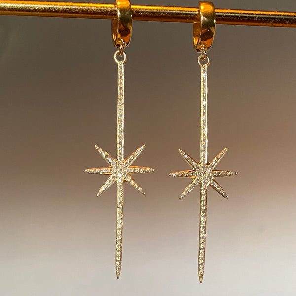 Diamond Sunburst Star Earrings