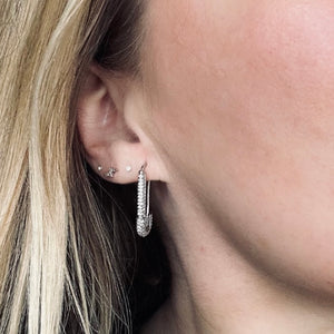 Safety Pin Pave Earrings