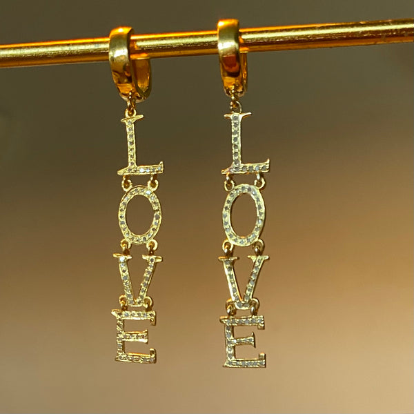 Diamond LOVE Huggie Earrings