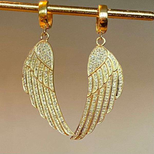 Diamond Wing Huggie Earrings